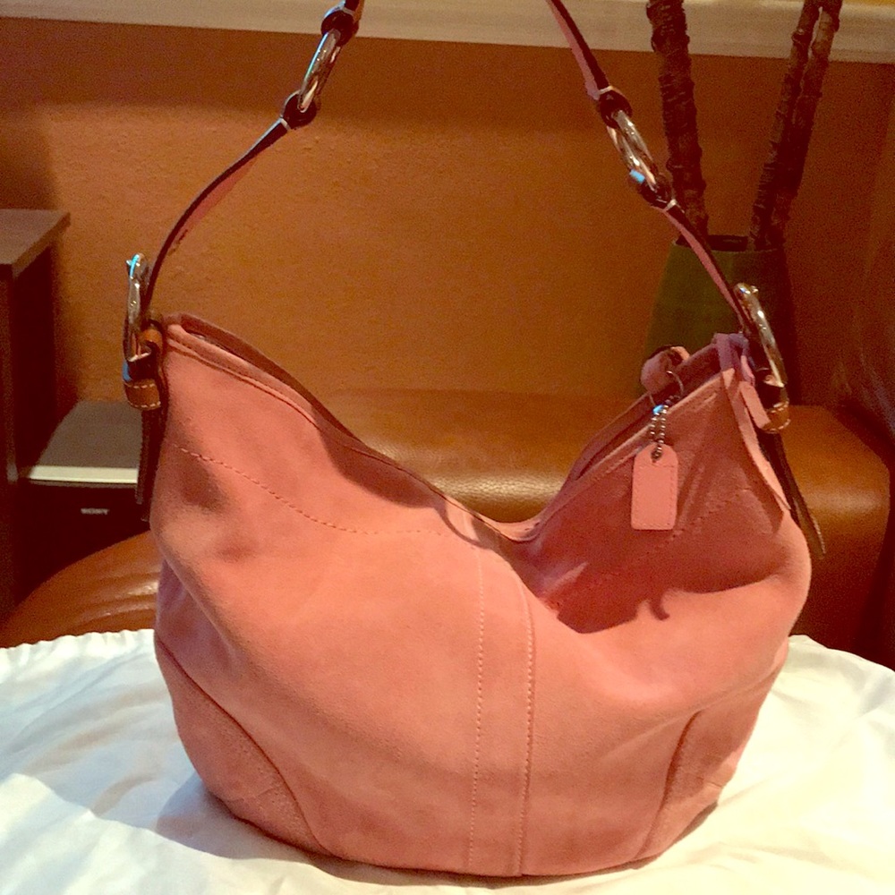 Suede Pink Coach Purse
